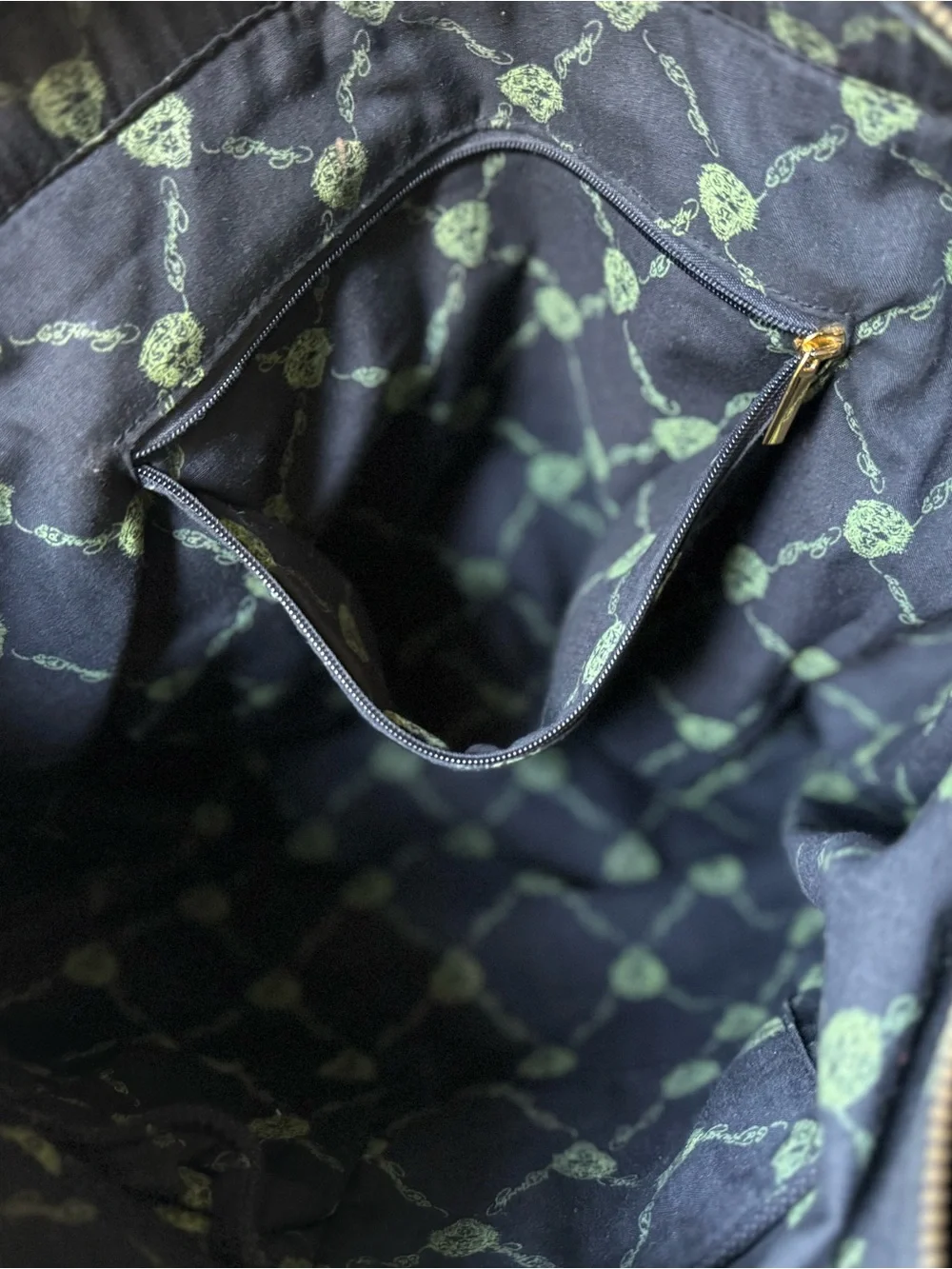Vintage Y2K Ed Hardy Black Canvas Floral Logo Tote Bag